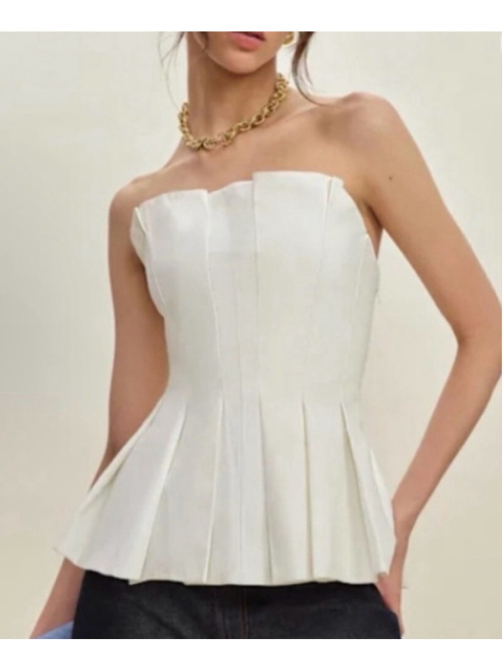 NWT Reformation Ashlyn White Strapless Peplum Blouse 6 - Picture 1 of 4